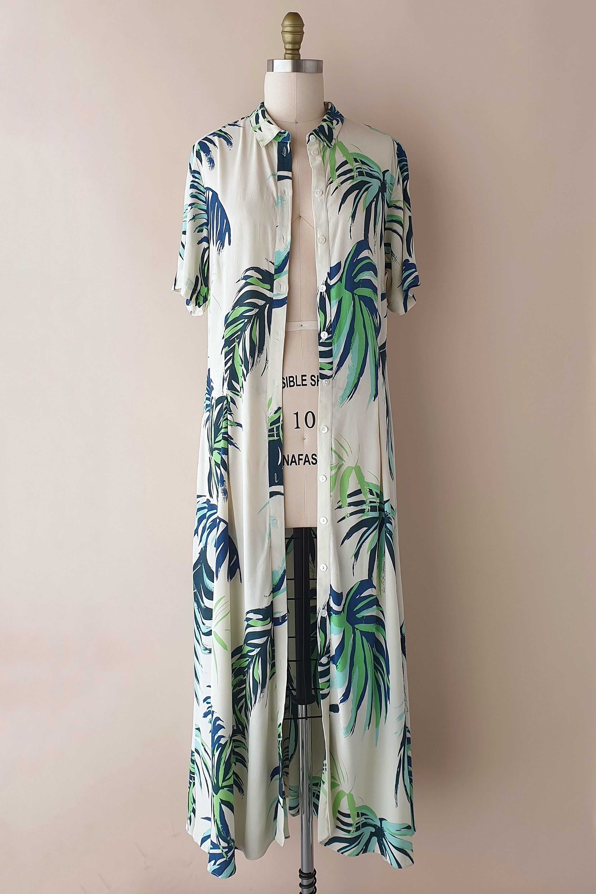 Beautiful palm print shirt dress by Fabienne Chapot Size M