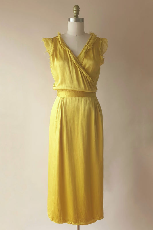 Stunning vintage gold silk wrap dress from Easton Pearson Size L