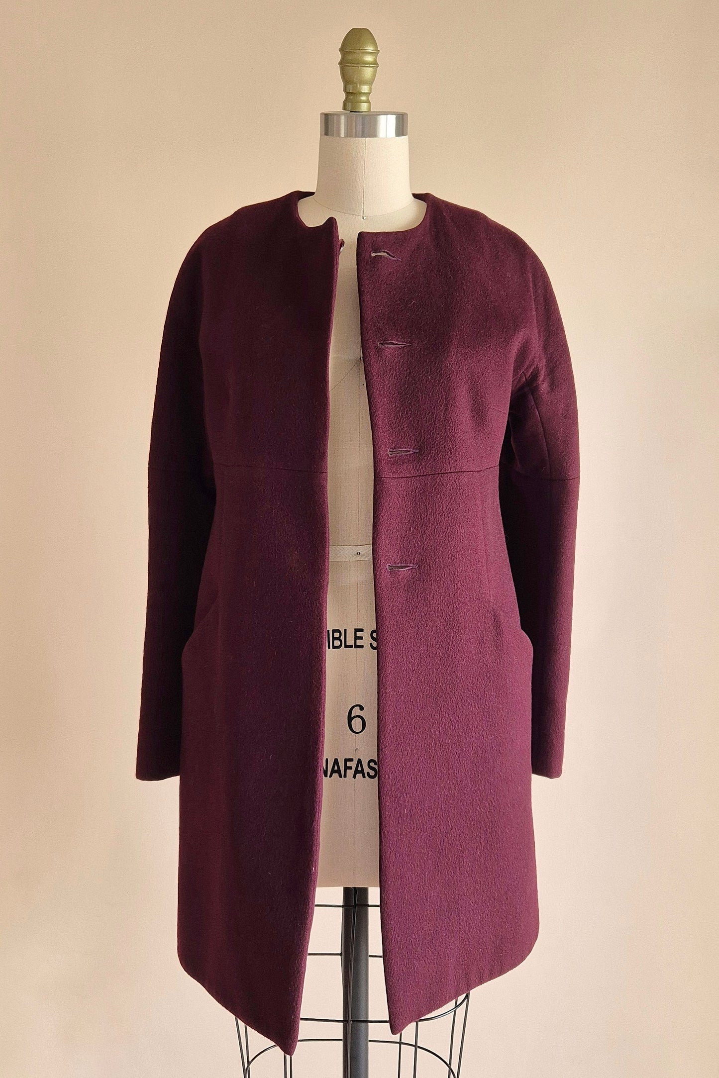 Fleur Wood burgundy wool coat Size XS